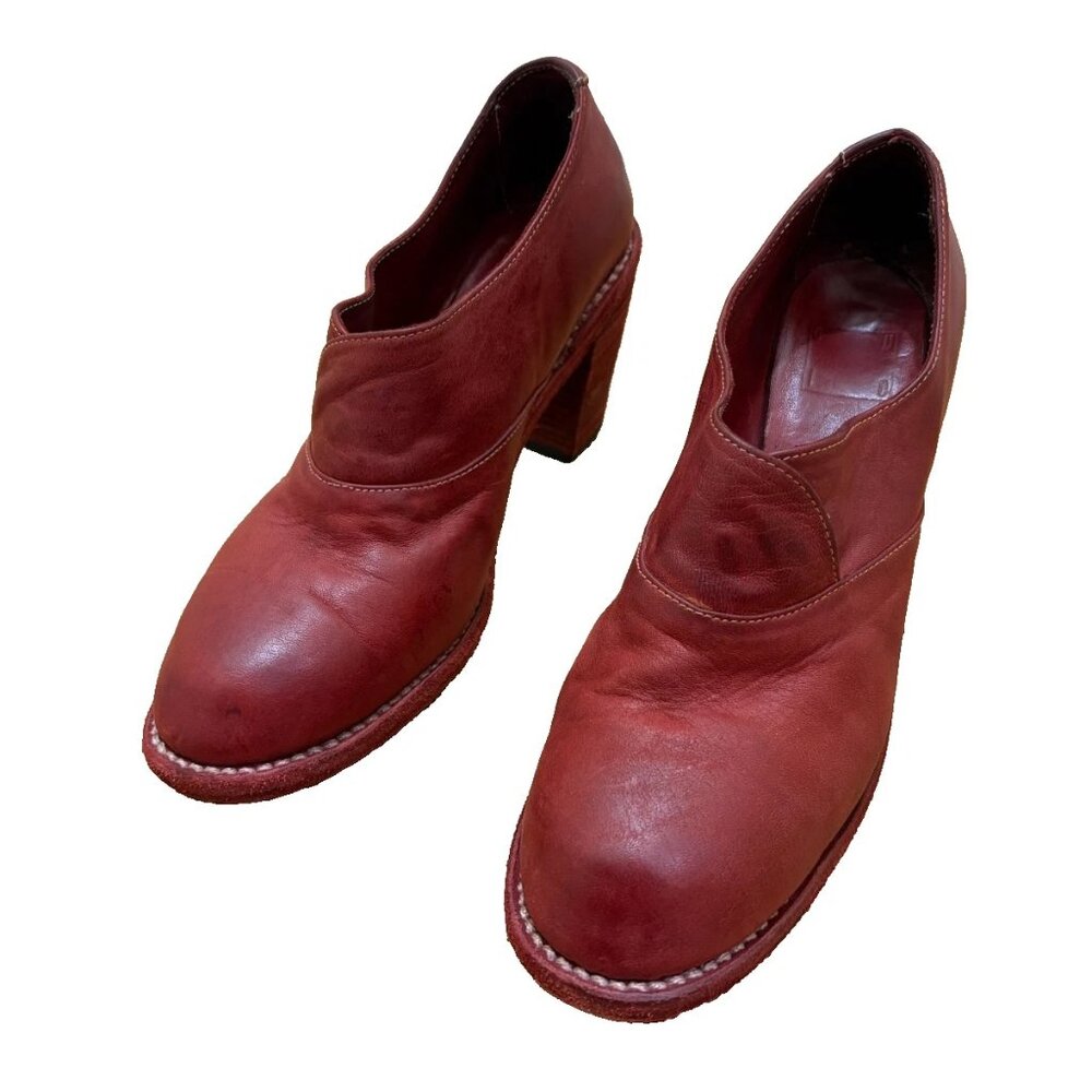 Guidi Soft Horse Full Grain Red Leather Pump/Shoe, MJ02